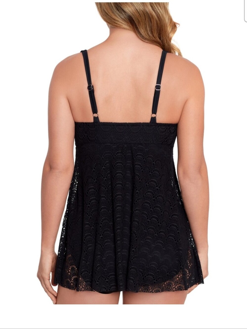 Swim Solutions Women's Tummy-Control Flyaway Swimdress Black Size 10 NWT - Picture 2 of 9